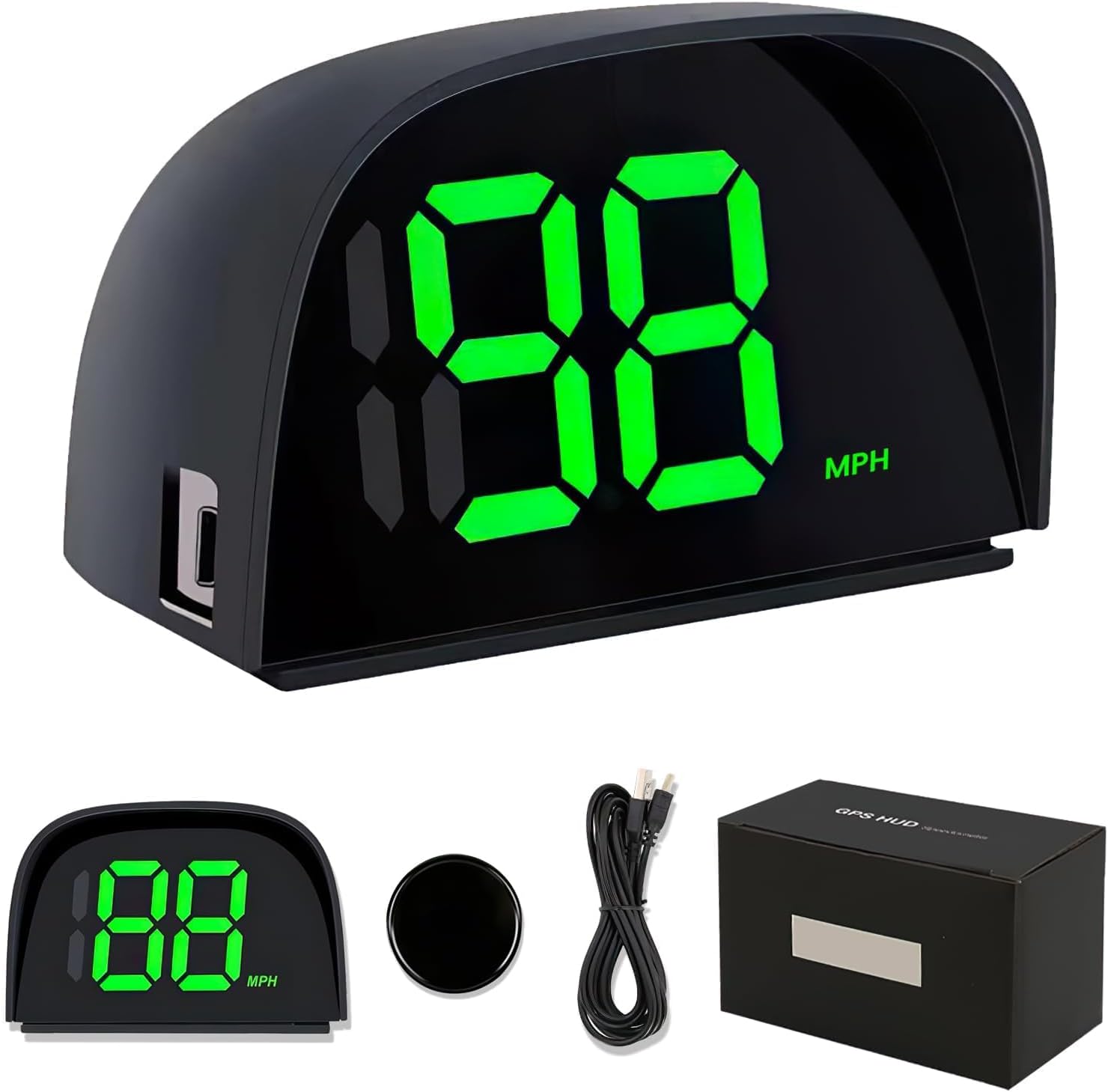 GPS Digital Speedometer for Car MPH Golf Cart Universal HUD Speed Meter with LED Large Font Head Up Display Car Accessories with USB Cable Plug Play for Truck Motor SUV Golf Cart All Vehicles