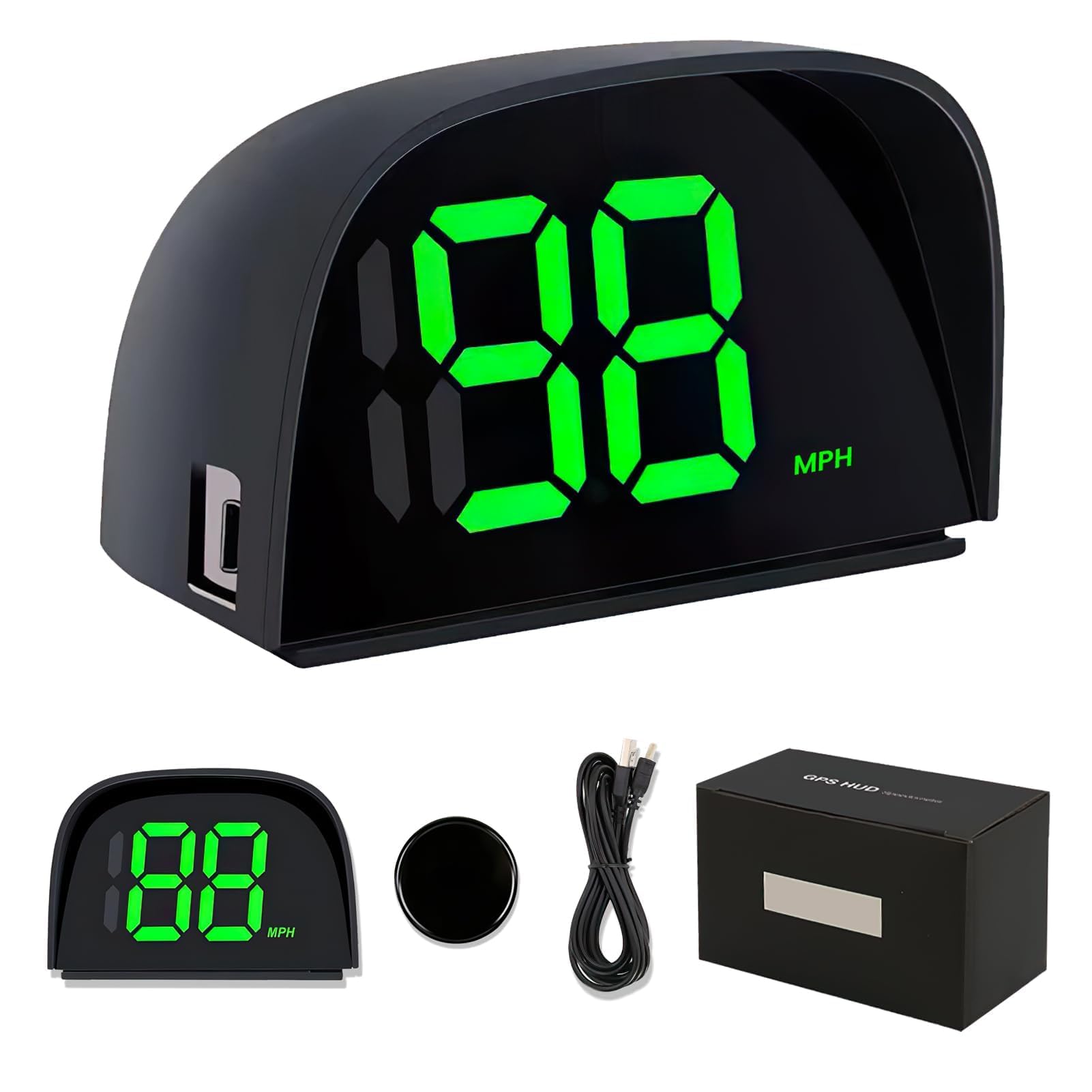 Yenblow GPS HUD Car Digital Speedometer, MPH Digital Speed Meter Gauge with LED Large Font Head Up Display Car Accessories with USB Cable, Plug Play for All Vehicles (Y06 Speedometer)-image-46