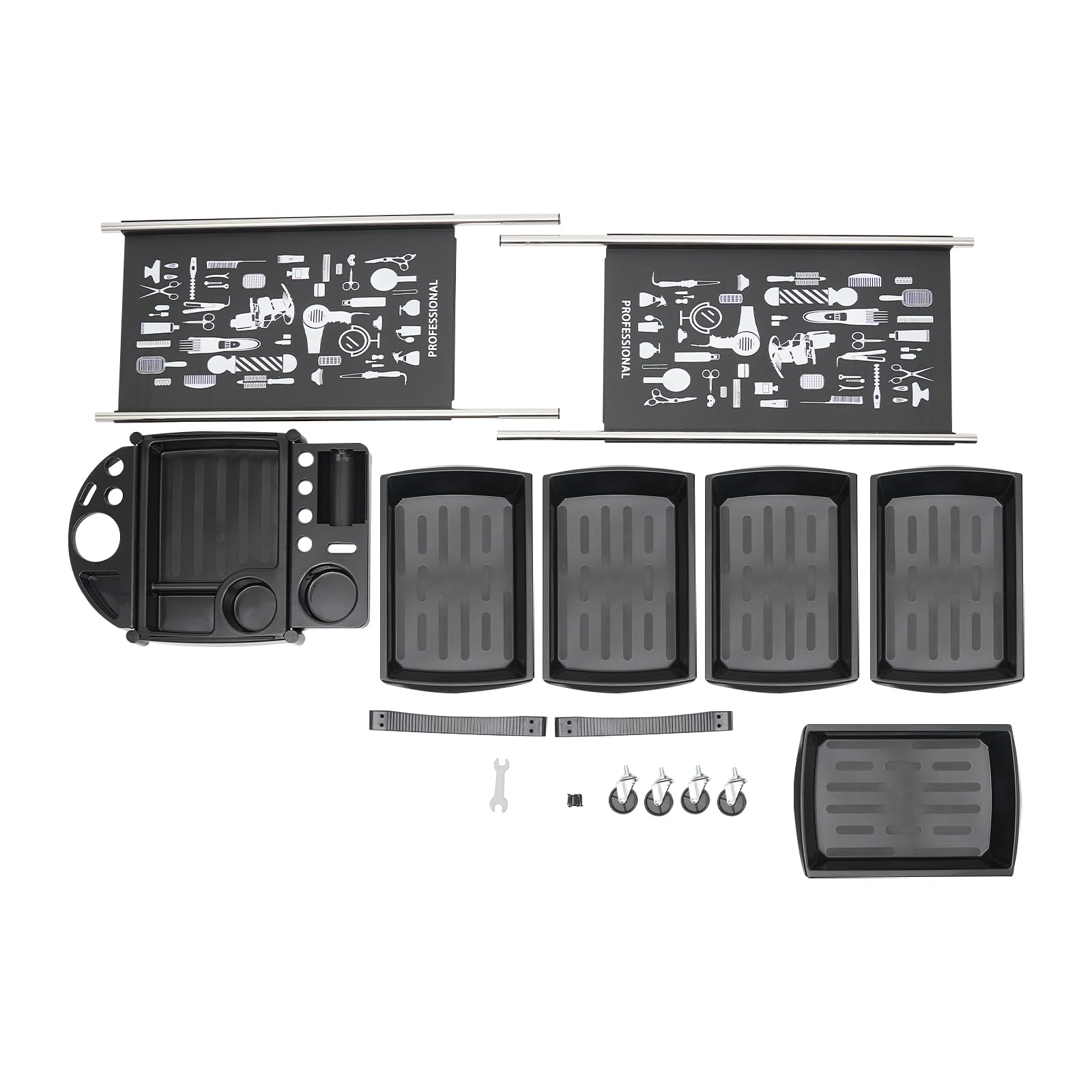 Carro de servicio para peluquería 5 cajones apilable negro
