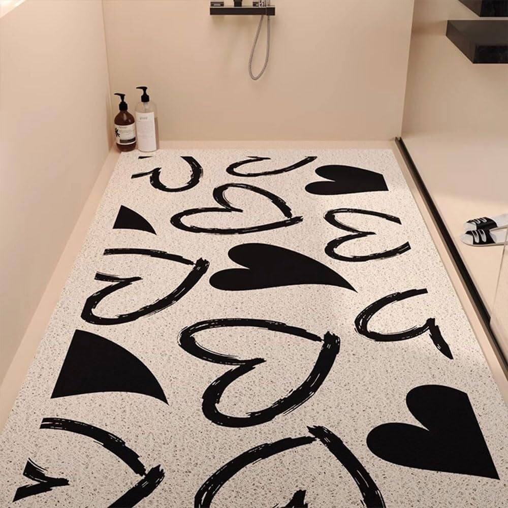 SSDDLZEQ High-end PVC Rubber Loofah Mat For Shower & Bath(Schwarz,50x80cm)