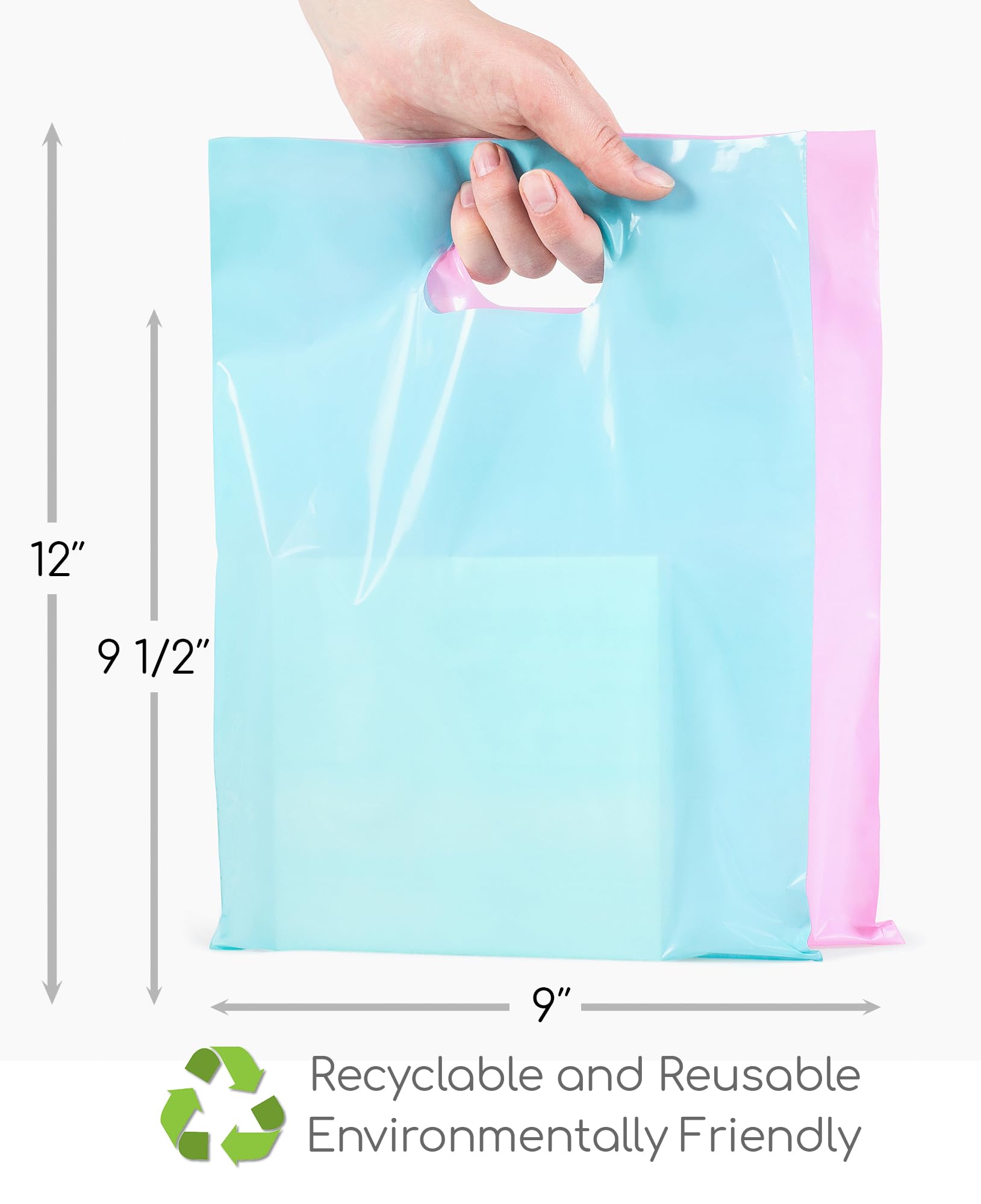 Choice Marts Merchandise Bags Pastel Pink & Pastel Blue Color 200 Count 9"x12" Size 1.5Mil Thick