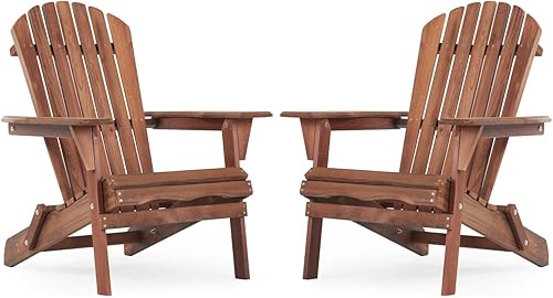 Wooden Outdoor Folding Adirondack Chair Set of 2 - Solid Wood, Half Pre-Assembled, Foldable Design for Garden, Lawn, Deck, Pool Side, Fire Pit