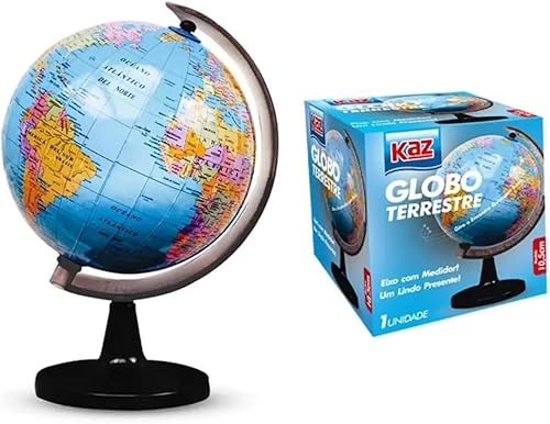 Globo Terrestre Giratório 10,5cm - Mapa Político Escolar e Decoração