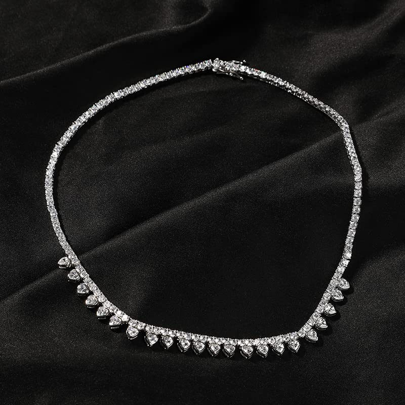 18K Gold Moissanite Tennis Necklace, Chunky Paperclip Link Cuban Choker, Elegant Jewelry Gift for Him3