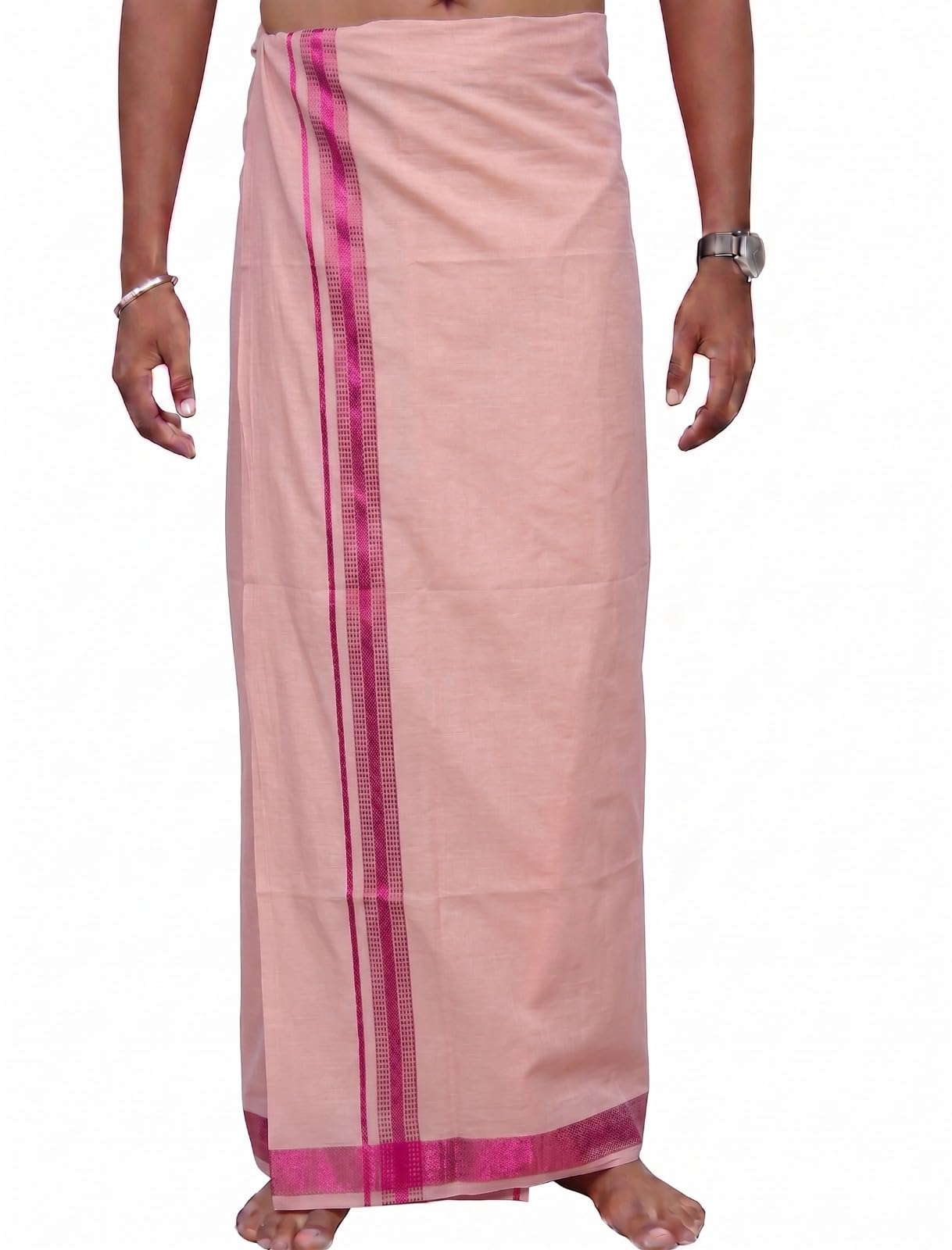 Sharan Elegance Tissue Cotton Men's Single Dhoti for Wedding and Festive Occasions - Set 1-picture-19