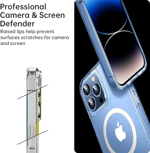 Miniatura 5 de Funda magnética para iPhone 14 Pro compatible con MagSafe Fuerte magnético Protección de grado militar de 10 pies Funda translúcida mate delgada
