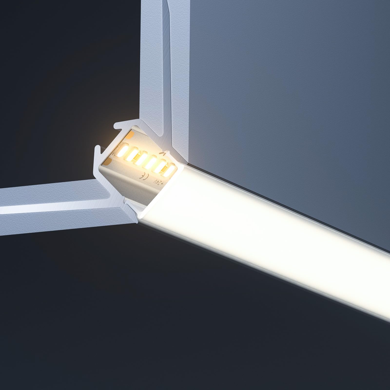 10 x aluminiowy profil narożny LED, 2 m (20 m), profil LED do montażu na sucho, 45 stopni, do taśm LED 9 mm / listew LED / profil LED, z mlecznobiałą osłoną zaślepek – 2000 x 47,27 x 22,64 mm
