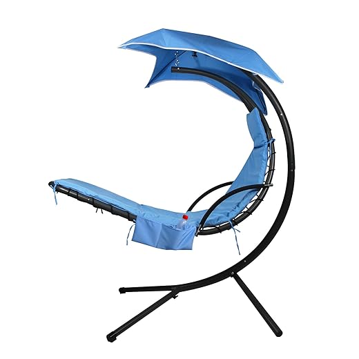 Outdoor Hanging Lounge Chair Replacement Cushion Cover and Umbrella Fabric, Made for Patio Curved Chaise Hammock Floating Swing Chair Pads, Waterproof Soft Fabric (Cushion Not Included), Orange