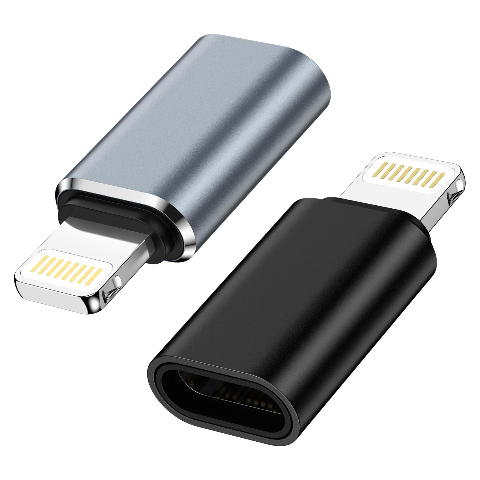Adattatore USB C a Lightning, 2 pezzi, adattatore Lightning USB C, supporta la ricarica/sincronizzazione dati, adattatore iPhone per iPhone 14/13/12/11, non per cuffie/audio/OTG