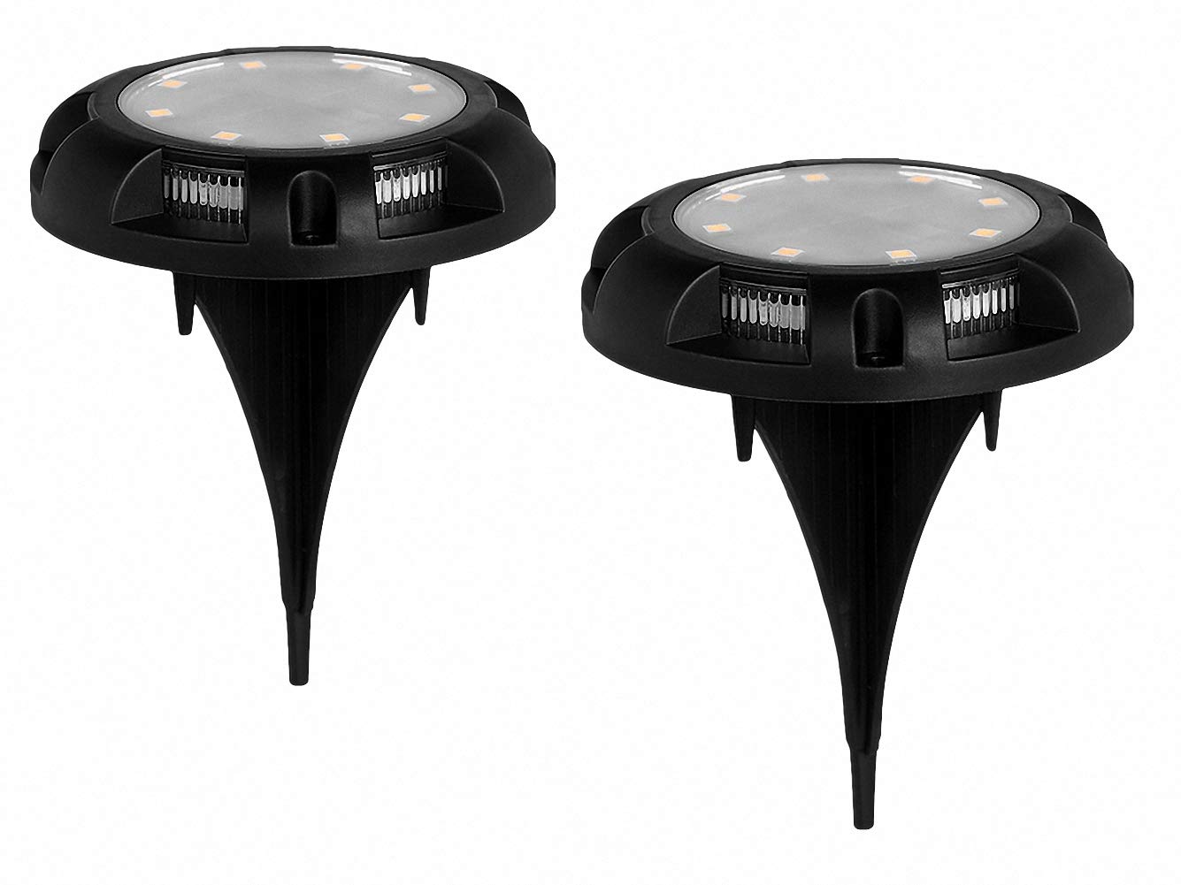 2Pcs Solar Garden Ground Lights 8 LED Waterproof Outdoor Side Illuminated Deck Lamp for Yard Driveway Lawn Patio Pathway（White Light）