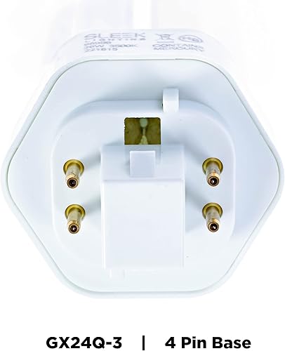 Miniatura 4 de SLEEKLIGHTING Bombilla base T4 CFL de 4 pines GX24Q-3 de 26 W, 3500 K, 1600 lm, fluorescente compacta, luz blanca neutra, paquete de 4