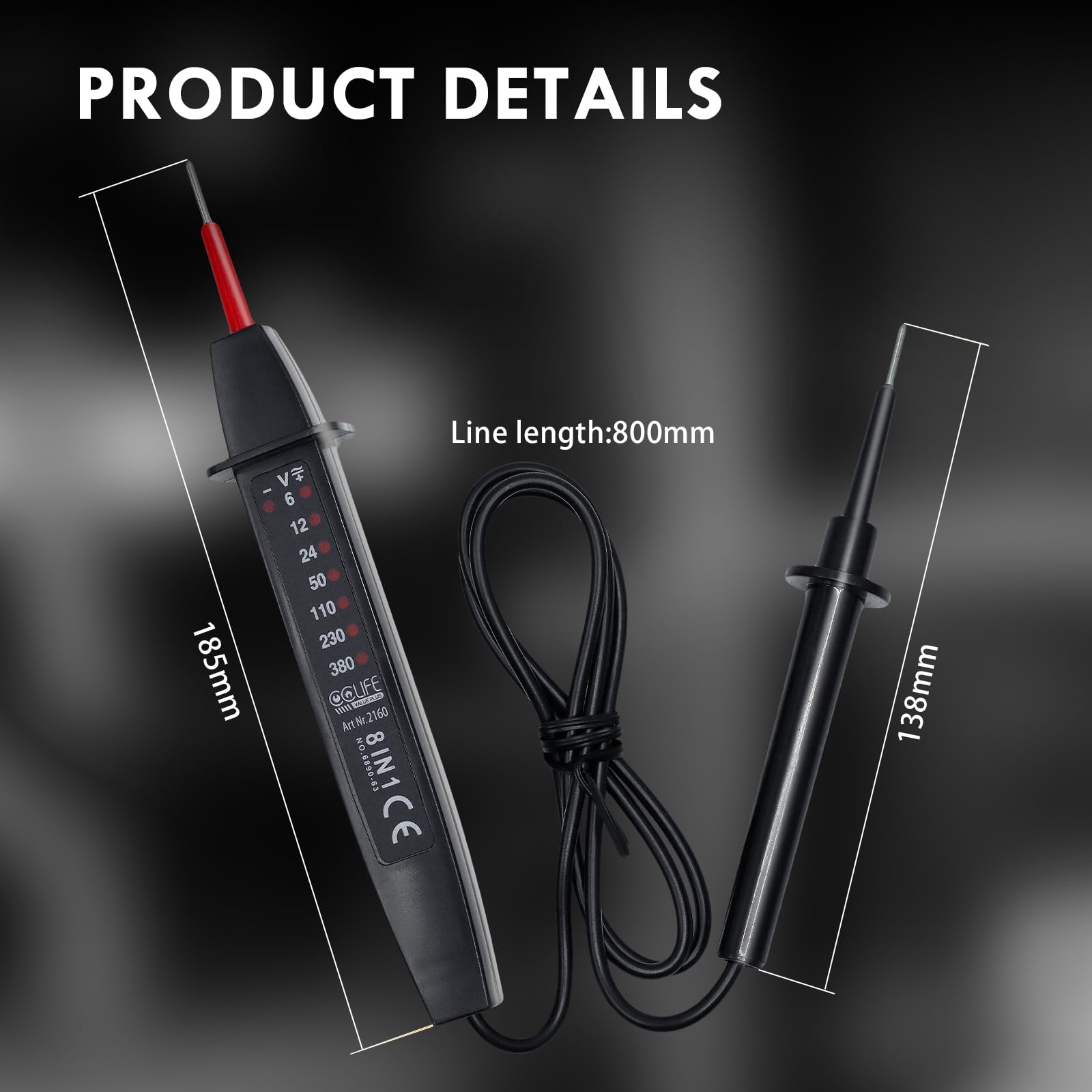 CCLIFE Tester napięcia 2-biegunowy 6-380V AC/DC tester fazy