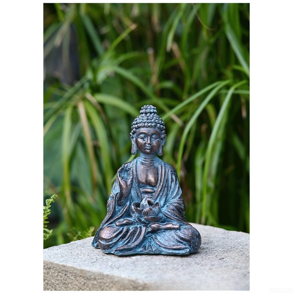 Statua dipinta a mano del Buddha della resina alimentata solare per all'aperto per zen