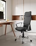 SONGMICS chaise de bureau, chaise de bureau ergonomique pivotante, siège rembourré, réglable en hauteur et inclinable, supporte jusqu'à 120 kg, encre noire UOBN034B01
