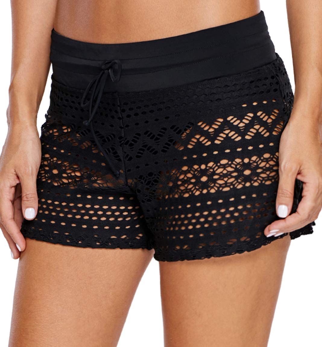 Ocean Plus Mujer Elegante Verano Croché Cordón Bañador Pantalones Cortos de Natación Enorme Fondo de Bikini Hotpants Boxer Shorts de Playa Talla Grande