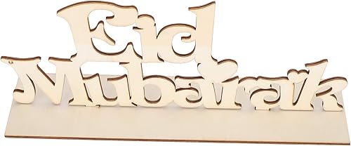 Miniatura 9 de Pssopp Letrero de madera de Eid de madera para Ramadán, decoración de Eid Mubarak, decoración de letras de madera, adornos de letras de Eid Mubarak,