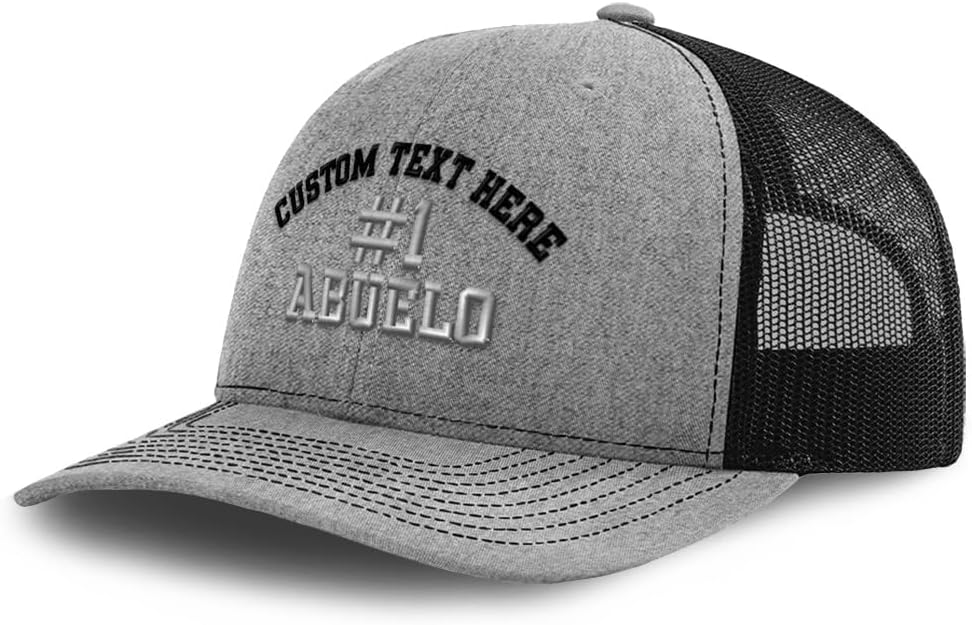 Richardson Mesh Cap Hat Embroidered Number #1 Abuelo Grandfather Gramps Trucker Hats for Men & Women