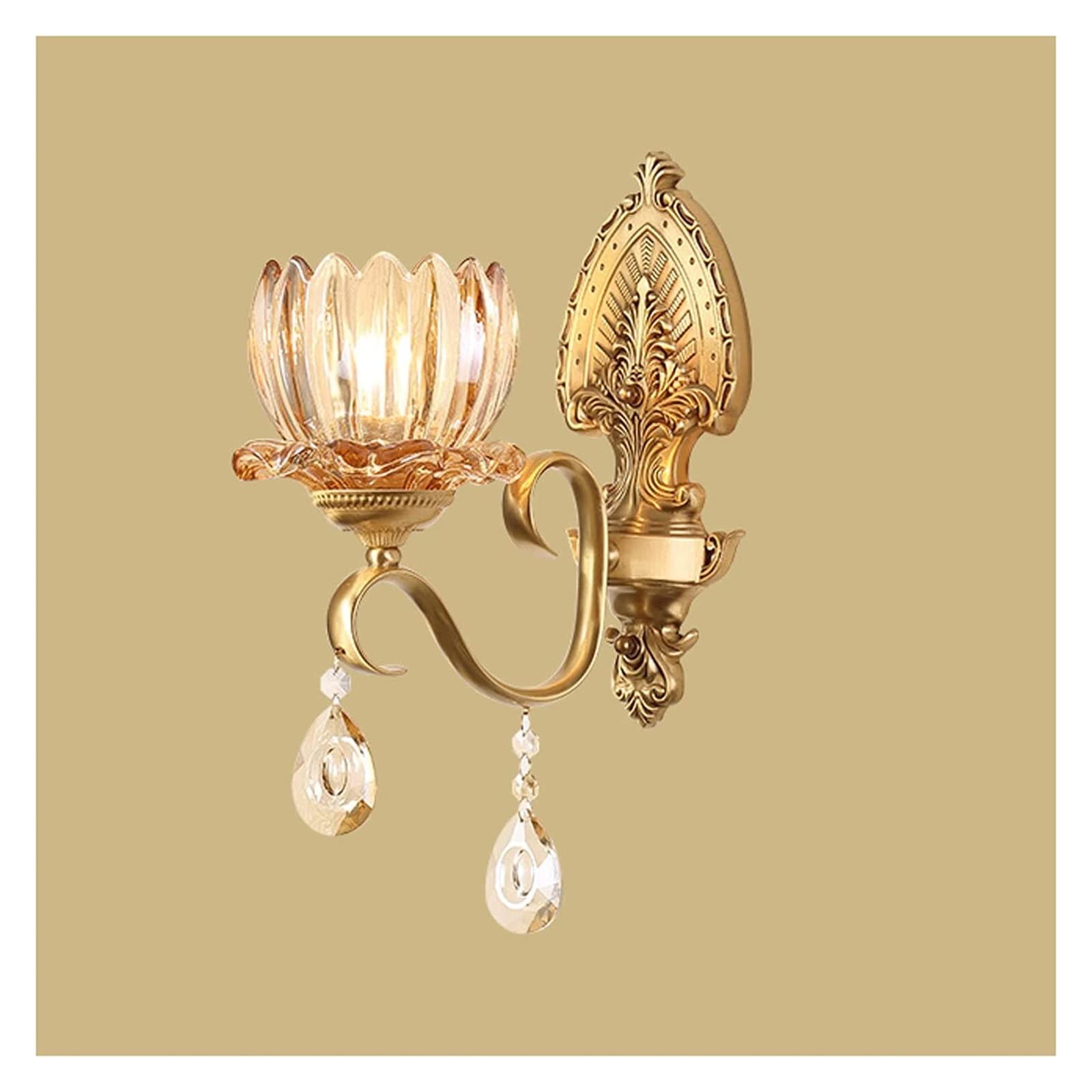 ZTCHSENZT Wall Lamp Light Copper Bedroom Bedside Lamp Retro Atmosphere Living Room Background Wall Crystal Lamp Staircase Aisle Lamp Wall Light,Gold