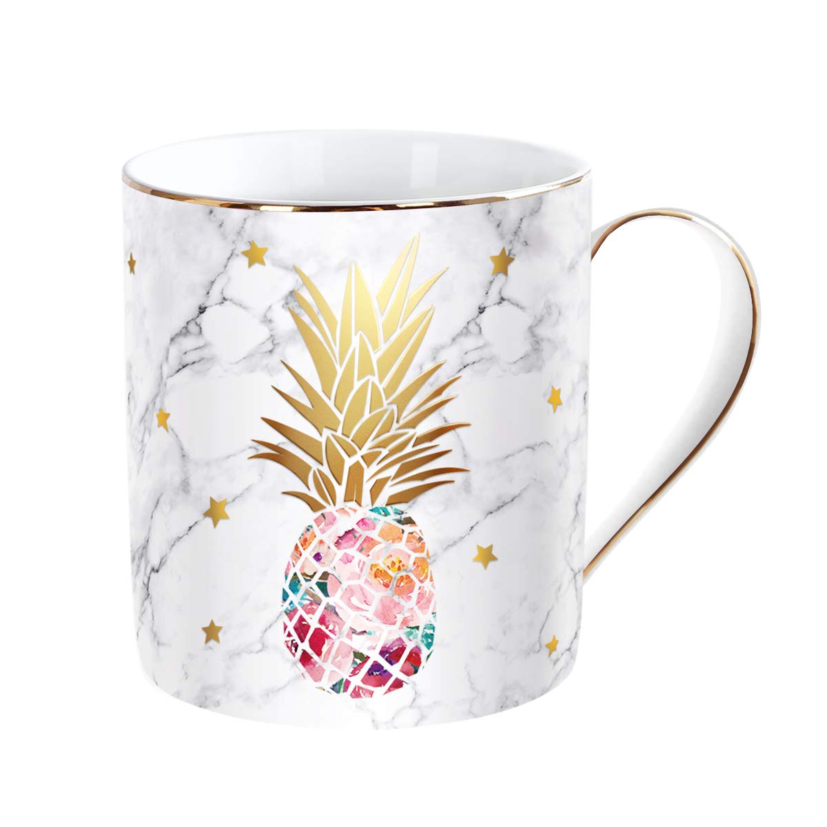 WAVEYU Ceramic Mug, Coffee Mug Cup Design with Handle Decoration with Handle Coffee Tea Cup for Girl Women for Ideal Gifts, 14 oz (Pineapple)