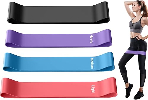 Resistance Bands 4PCS Exercise Bands for Legs Glutes Arms 4 Levels Skin-Friendly Resistance Fitness Exercise Loop Bands for Gym Home Yoga Pilates