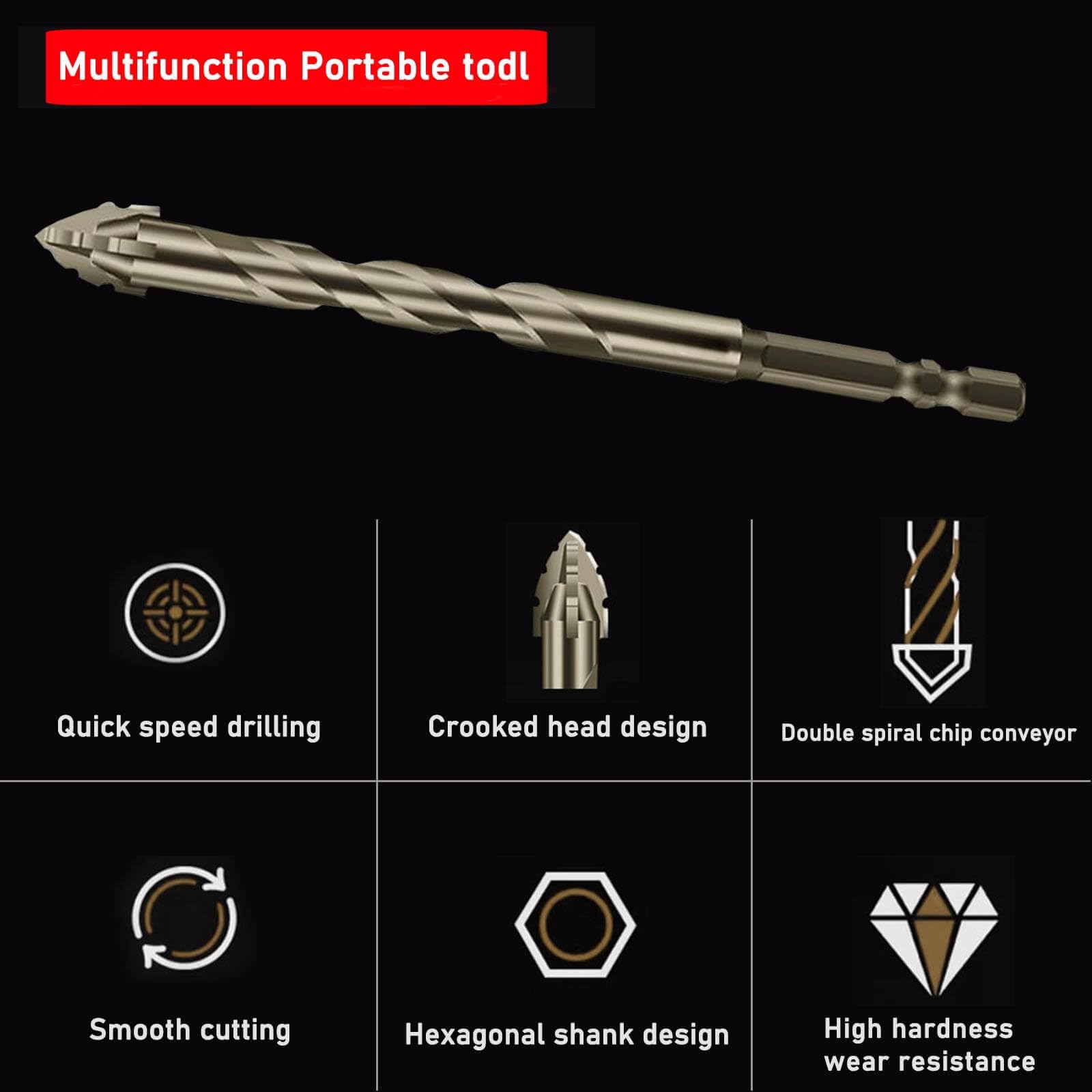 Four Blade Serrated Eccentric Drill Bit?|?TiN?Coated High?Hardness Wear?Resistant Drill?&?Tap Combo?|?Universal Metal?Wood?Plastic?Masonry?Concrete?|?Assorted Diameter Set (3+4+5+6+7+8+10+12+14+16)