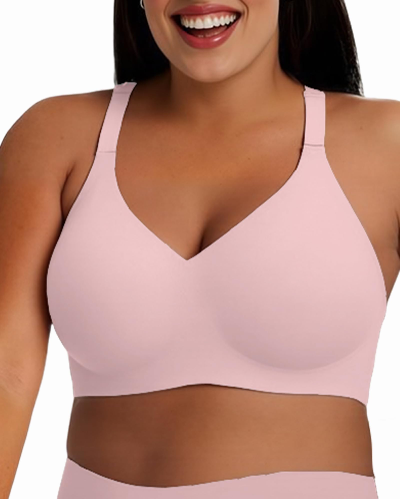 Deep V Petal Bras for Women No Underwire Soft Wireless Bras Comfort Seamless Bralettes with Extender