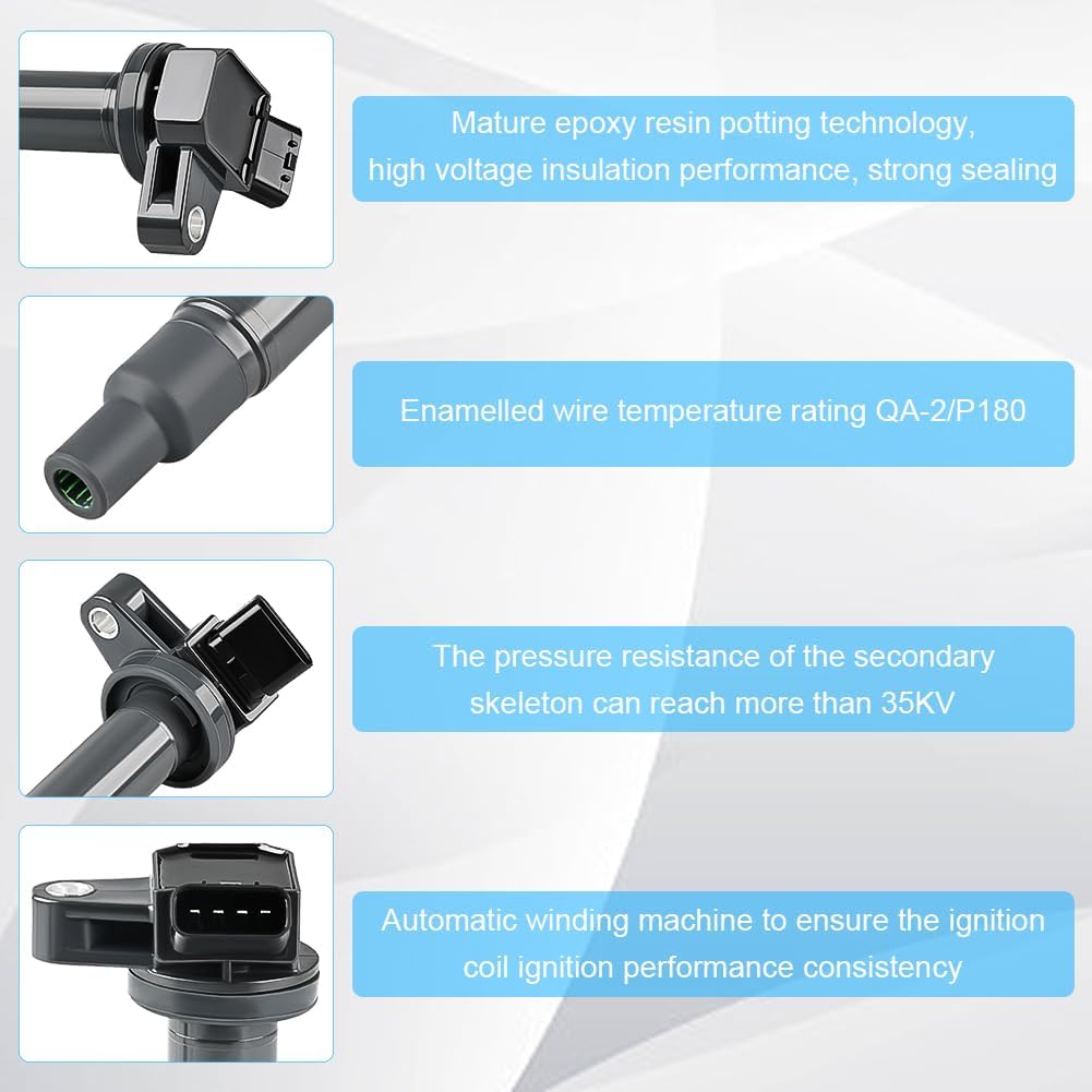JDMON Ignition Coils Pack& Spark Plug Compatible with Toyota 4Runner Tundra Sequoia Land Cruiser,Compatible with Lexus GS430 GX470 LS430 LX470 SC430 4.3L 4.7L ‎UF230 4504 90080-19027