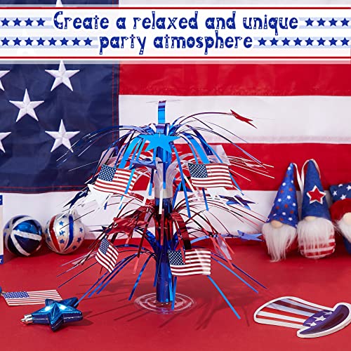 Image of Sintuff 12 Pcs 4th of July Centerpieces for Tables Patriotic Table Decorations Memorial Day Centerpieces USA Flag Star Foil Centerpieces for Labor Day Veteran Day Party Supplies, Red Blue and White