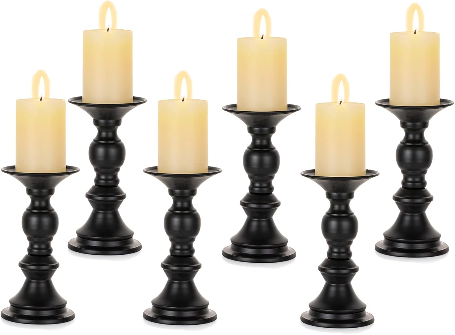 Romadedi Pillar Candle Holders Black Candlestick Holder