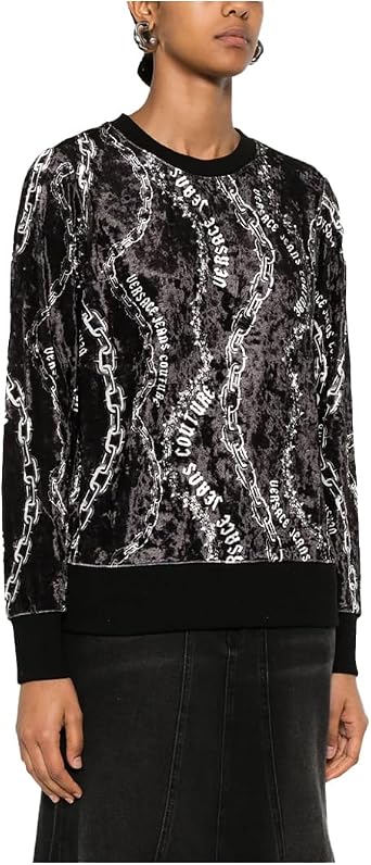 VERSACE JEANS COUTURE Black Signautre Lightweight Womens Sweatshirt-