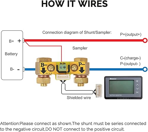 Miniatura 6 de Renogy - Monitor de batería de 500A alarma programable de alta y baja tensión rango de voltaje 10 V-120 V y hasta 500 A compatible con baterías