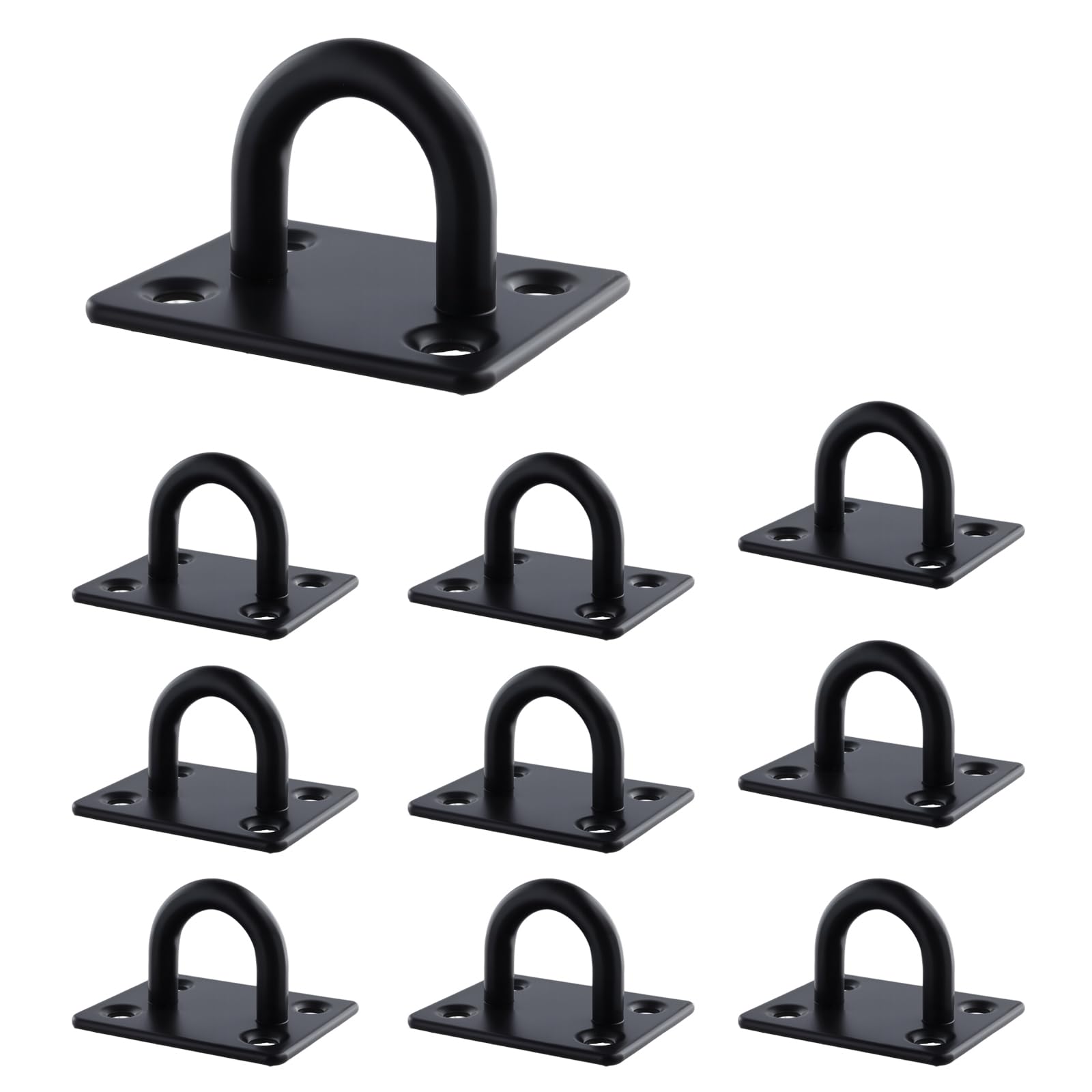 Jiayuet Black 10 Pcs M6 Pad Eye Hook Plate, M6 Square Ceiling Staple Hook Loop For Wall Deck