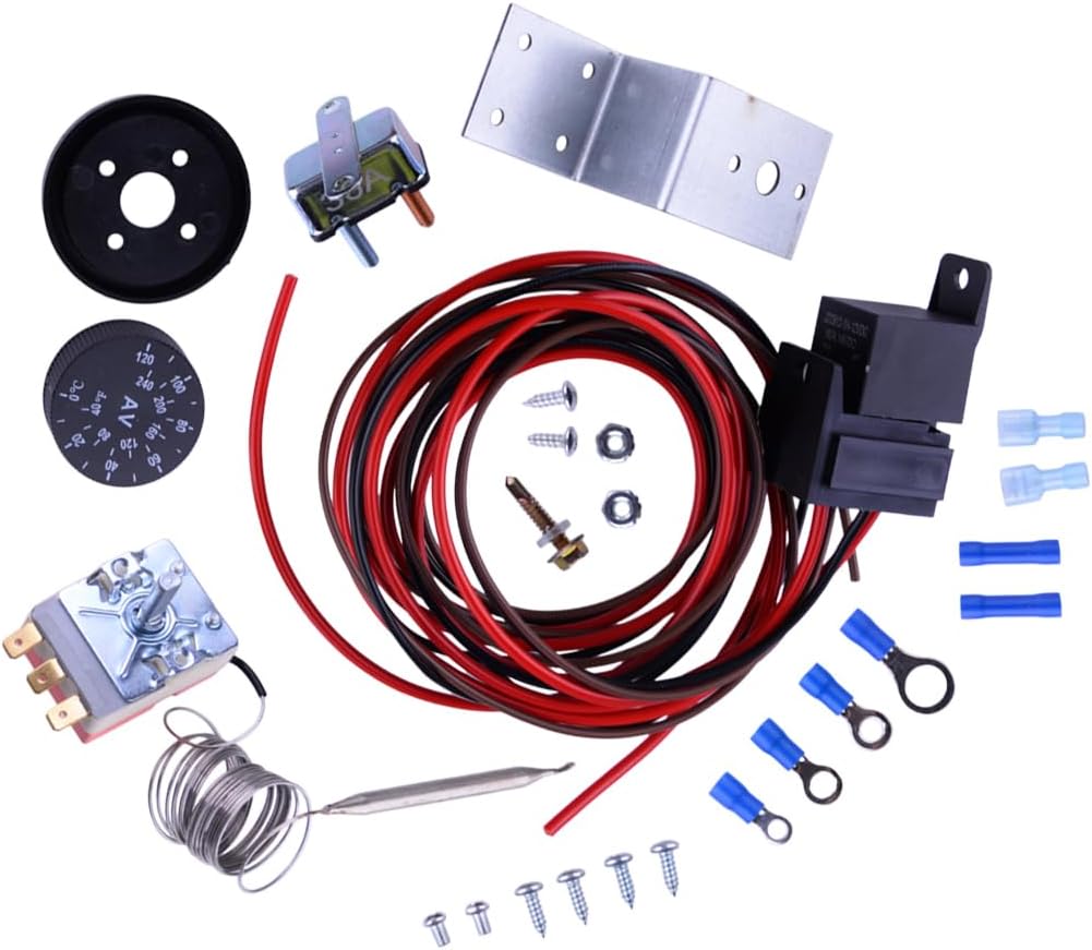 12V 3Pins Car Truck Electric Radiator Fan Thermostat Control Relay Wire Kit