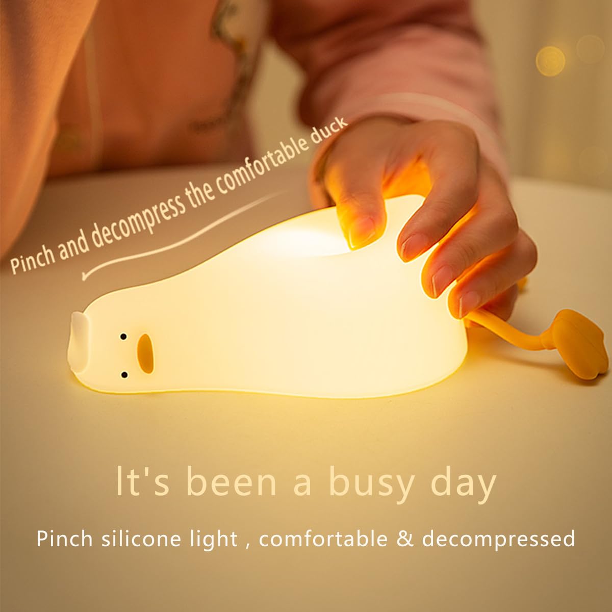 Lampada a LED a forma di anatra, lampada in silicone giallo, luce notturna regolabile dimmerabile con timer, lampada da comodino ricaricabile, regalo divertente per decorazione, allattamento al