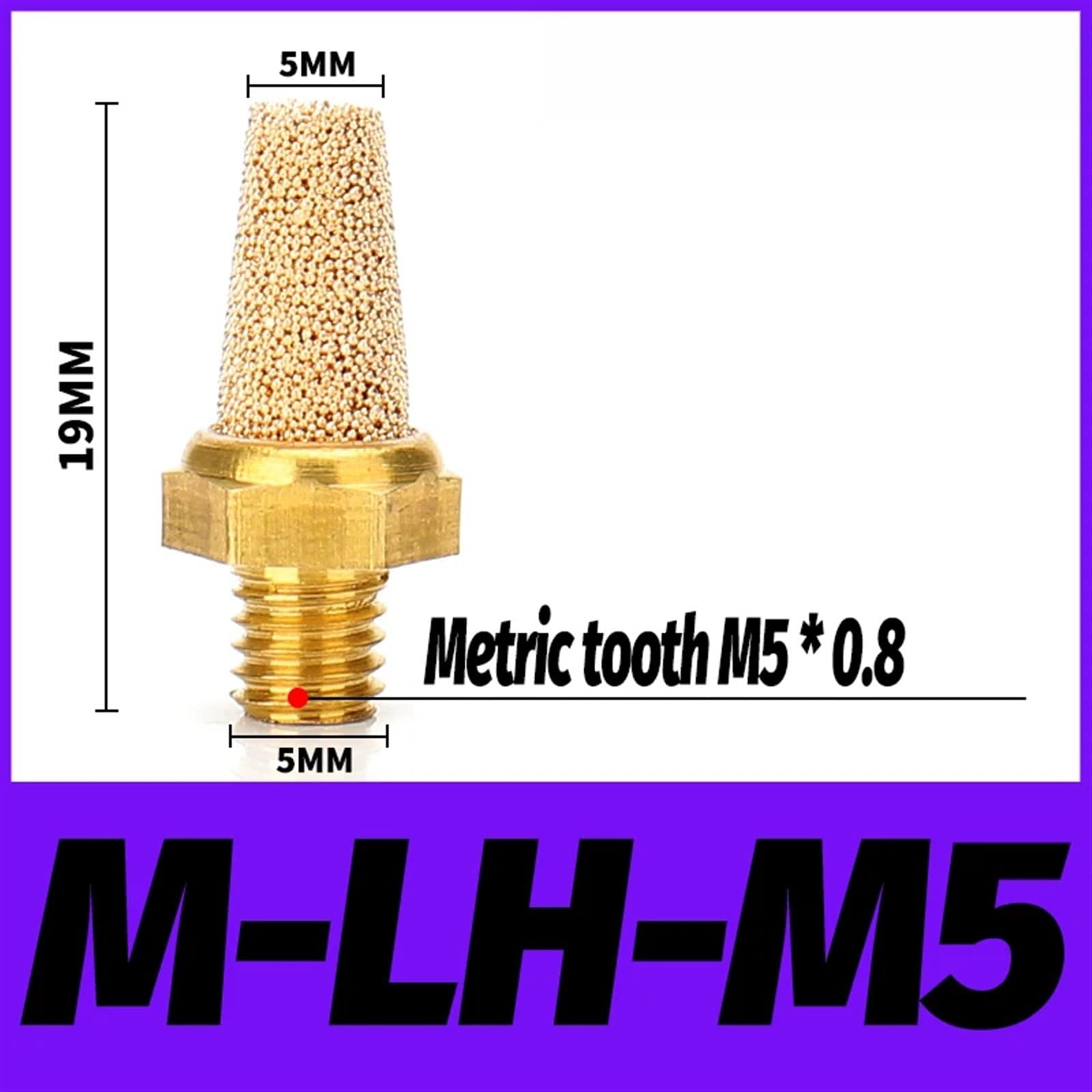10PC/lot Pneumatic Brass Exhaust Muffler M-LH M5 1/8