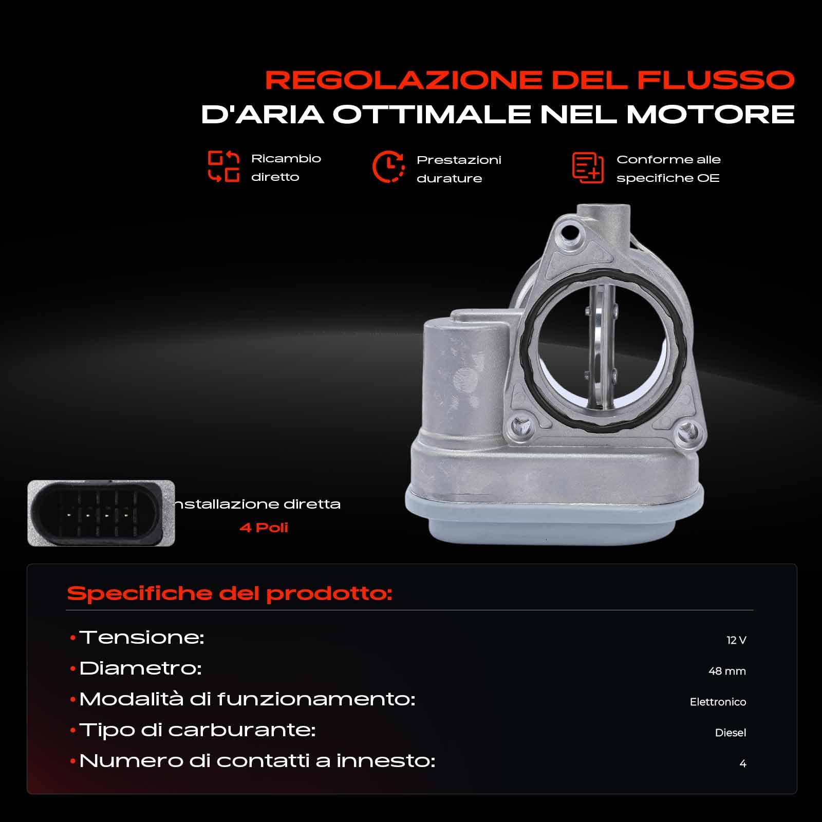 Frankberg Valvola dell'acceleratore Corpo dell'acceleratore per Golf V 1K1 1K5 1.9L 2.0L 2004-2009 P.a.s.s.a.t 3C2 3C5 2.9L 2.0L 2005-2010 T.o.u.r.a.n 1T1 1T2 1.9L 2.0L 2003-2010 Replace# 038128063G