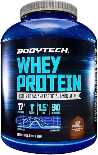 BODYTECH Proteína de suero en polvo, con 0.75 onzas de proteína por porción y aminoácidos, ideal para la construcción muscular después del