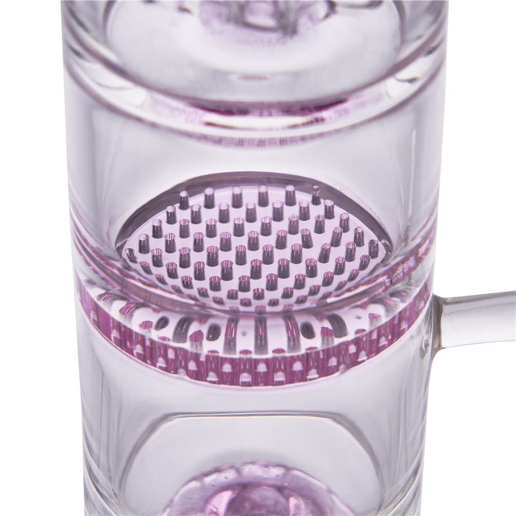 RORA Bong en verre nid d'abeille de 16 pouces avec filtre Birdcage Recycler Grande pipe à eau droite en verre 18.8mm Bongs à fumer (Pink)