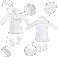 Vista 5 de E-TING Ropa de Santa Albornoz Accesorios de Navidad para muñeca elfo (bata blanca)