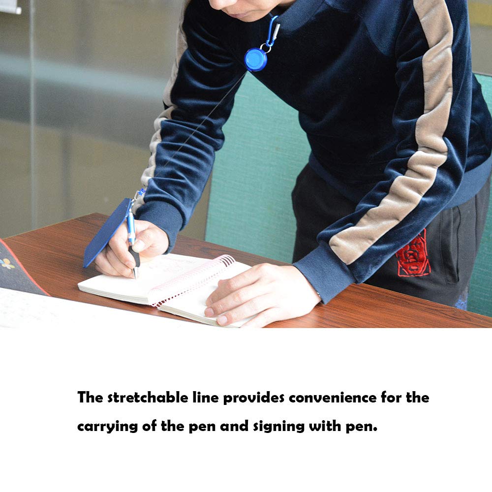 whatUneed 3-in-1 Handy Retractable Badge Reel Pen Belt Clip Keychain Carabinerm With Retractable Pen (Set of 6) - Image 7