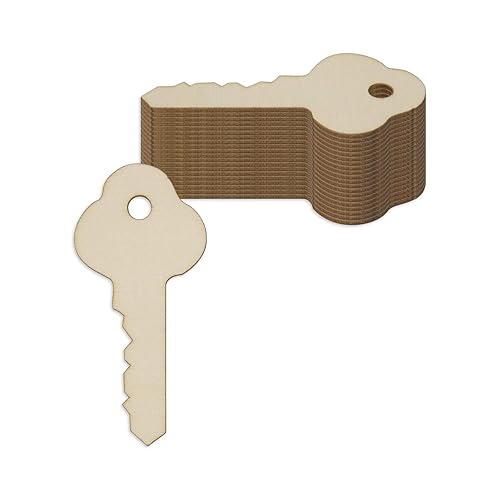 20pcs Wooden Key Shaped Cutout Crafts Unfinished Wood Ornaments Gift