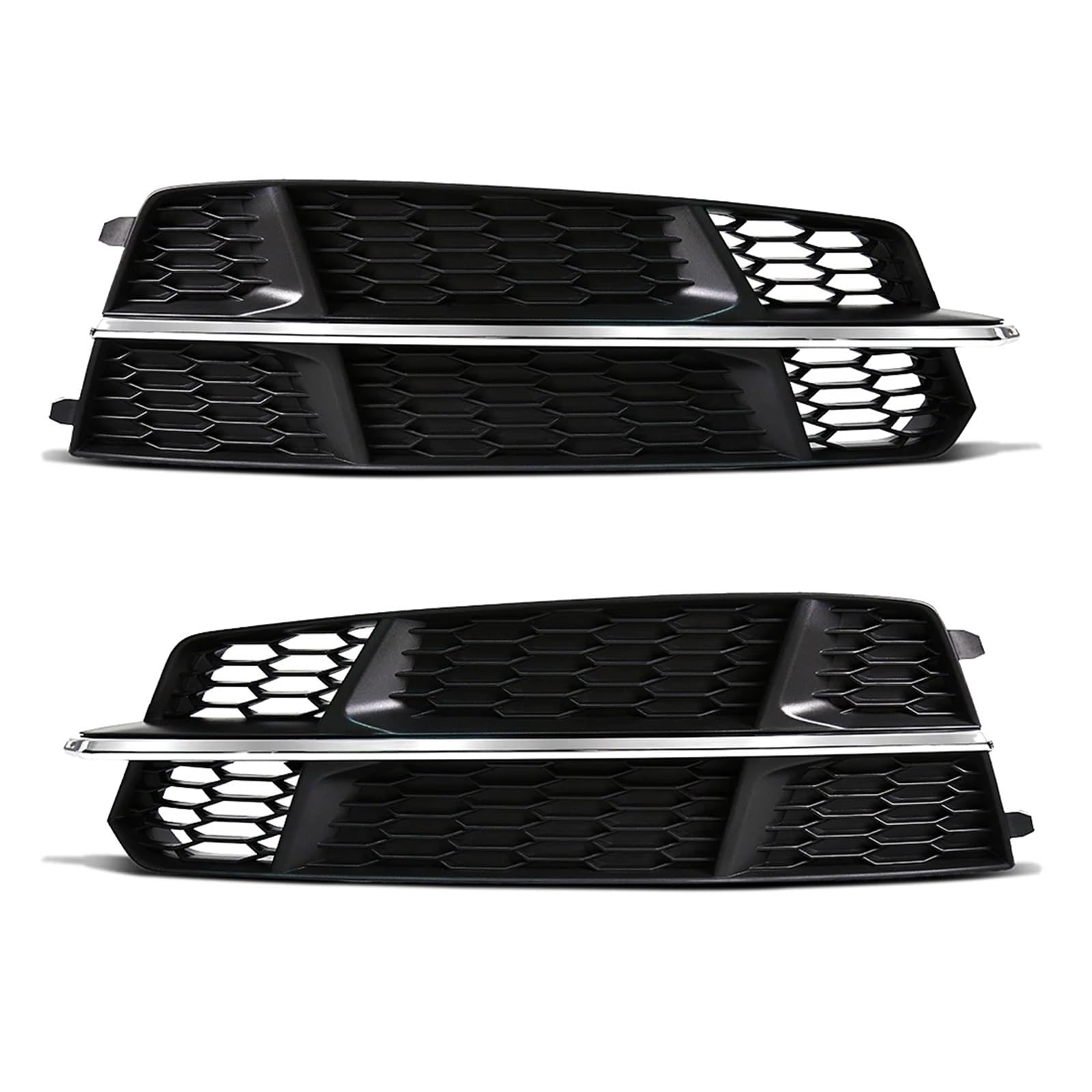 2 sztuki osłony świateł przedniego zderzaka samochodu pasujące do Audi A6 C7 A6L S-Line 2015 2016 2017 2018 Hex Grill 4G0807681AN(Sliver Pair)