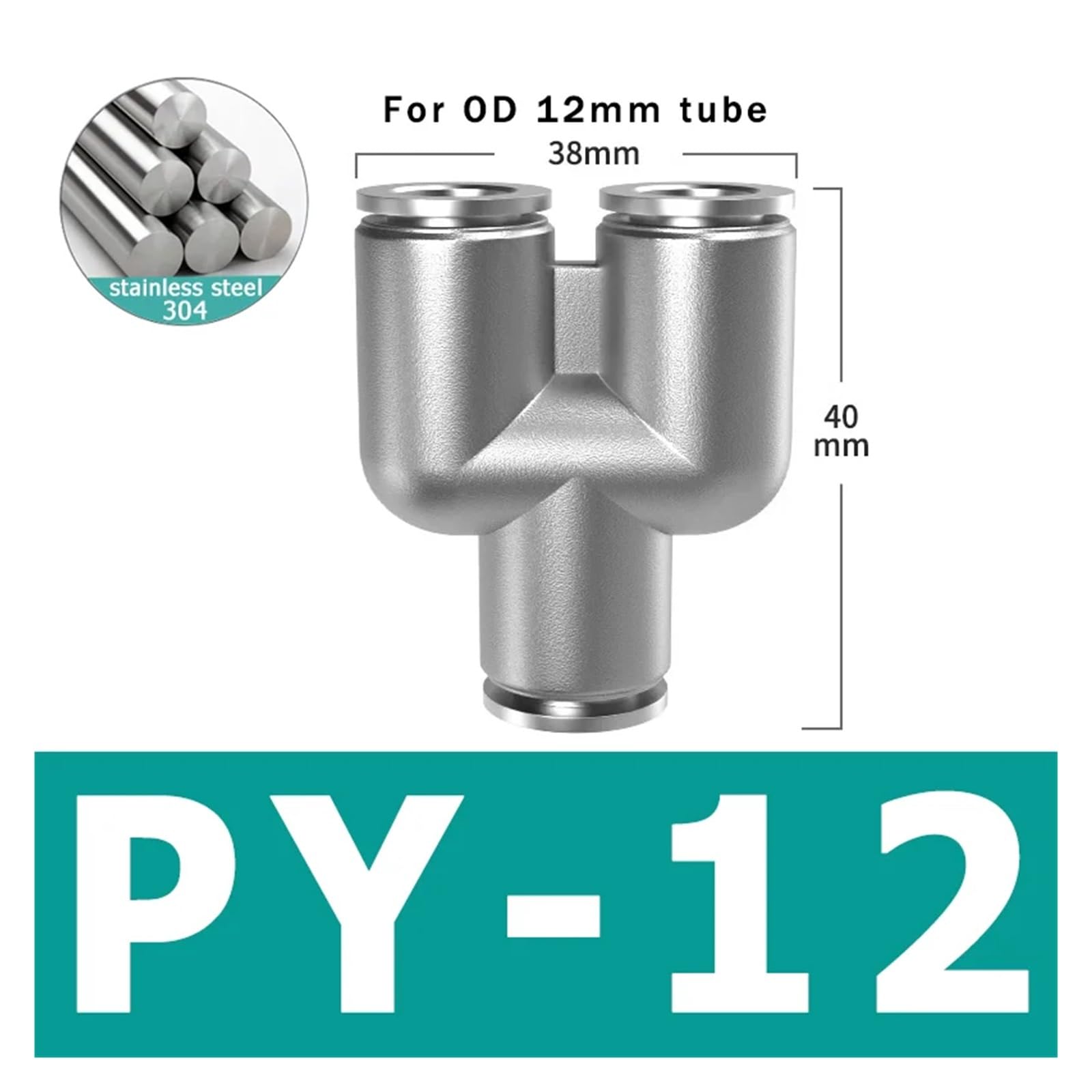 10 pezzi PU PV PE PY 304 acciaio inossidabile metallo pneumatico attacco rapido 4 6 8 10 12 mm raccordo tubo aria connettore(PY-12)
