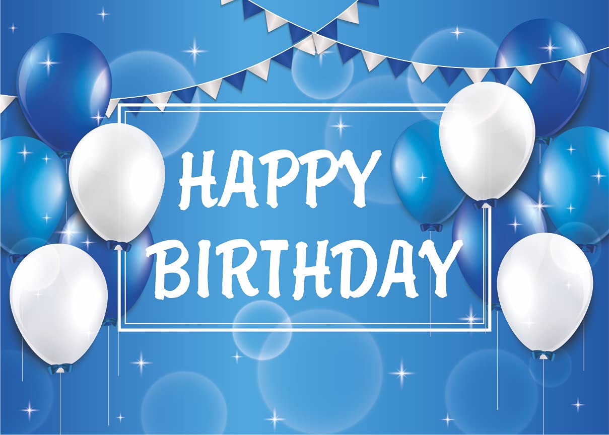 Buy 7x5FT Soft Fabric Blue and White Balloons Happy Birthday