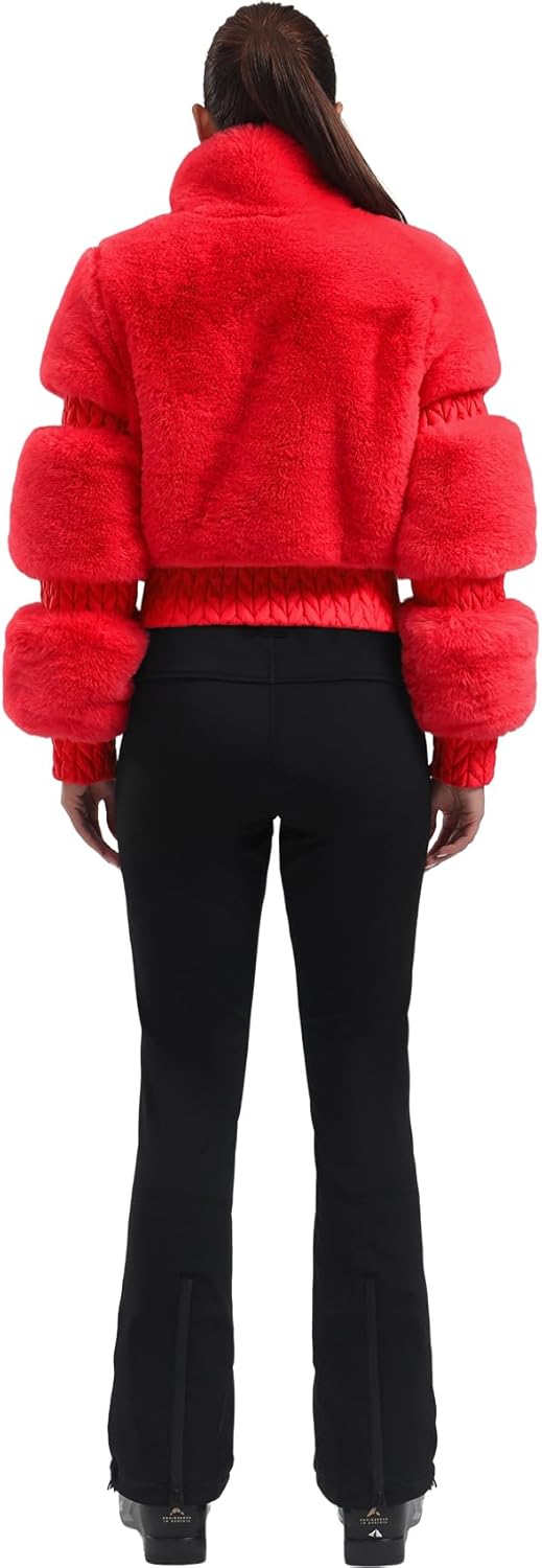 GSOU SNOW Women Ski Jacket Faux Fur Snowboard Coat Snow Cropped Jacket Winter Outdoor Warm