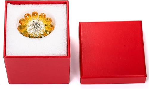 Miniatura 5 de TOPZEA Figura coleccionable de girasol de cristal, adorno de flor de cristal, pisapapeles de cristal con caja de regalo, ramo de flores pequeñas,