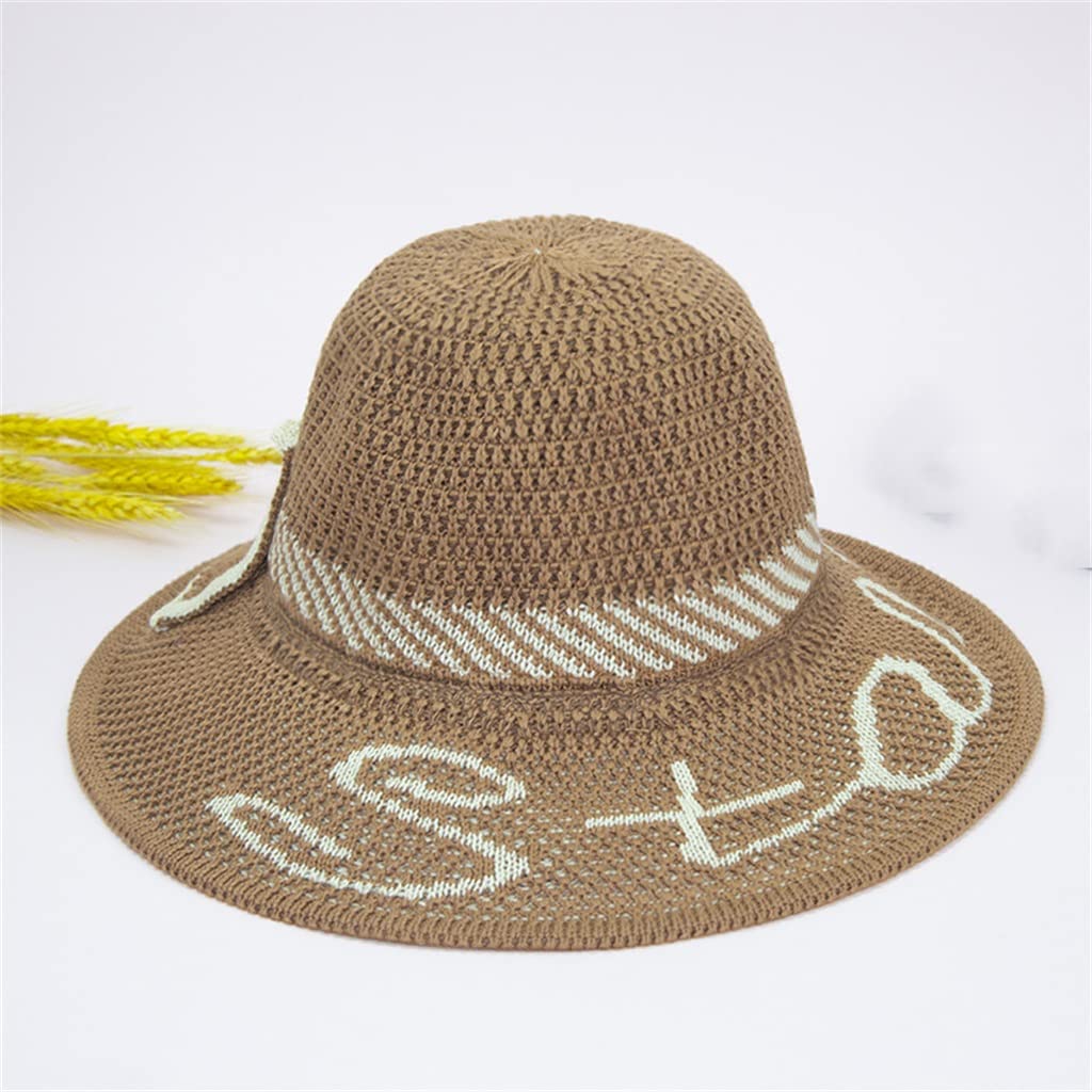 Cappello di Paglia Intrecciato Estivo Cappello da Pescatore da Spiaggia Cappello da Sole da Donna Cappello di Paglia Cappello per Il Tempo Libero all'aperto (Color : A, Size : One Size) (A One Size)