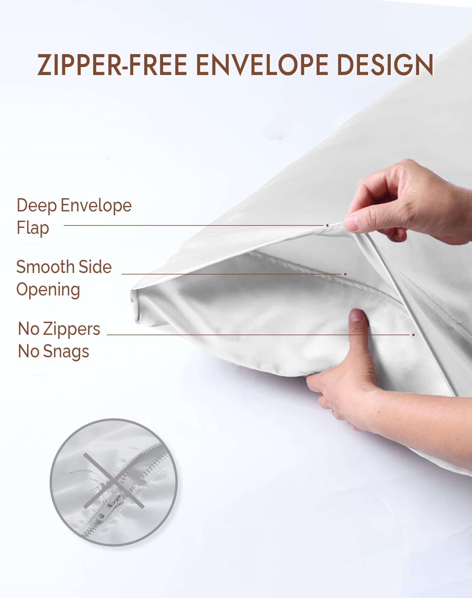 SilkSilky 22 Momme Pure Organic Silk Pillow Cases for Hair & Skin Queen