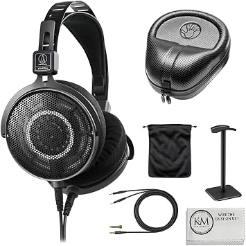 Audio-Technica ATH-R70xa Open-Back Reference Headphones Bundle with Headphones Case + Headphones Stand + Cleaning Cloth 4 Items