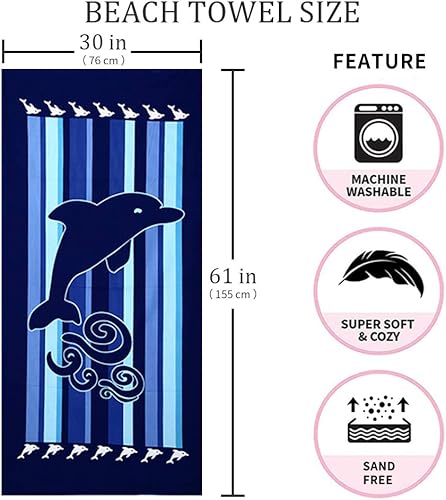 Miniatura 9 de Auxory Toalla de playa, toallas de playa de microfibra de gran tamaño para viajes, toalla de secado rápido para nadadores, toallas de playa a prueba